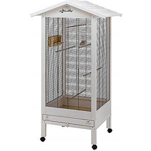 Ferplast Gabbia Voliera per Uccelli HEMMY Voliera da Esterno Interno per Uccelli, Canarini, Bengalini, Cocorite, Inseparabili, in Legno, Accessori inclusi Posatoi Ruote, 84,5 x 65,5 x h 165 cm.