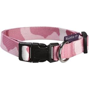 Bobby Camouflage - Collare per Cani di Taglia M Girocollo 32-52 cm, Resistente e Regolabile, con Chiusura a Fibbia di Sicurezza, Colore Mimetico Rosa