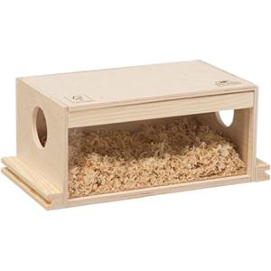 Ferplast Casetta Criceto, Topolino, Accessorio Gabbia per Criceti, Lettiera Criceti, 29 x 15,3 x h 12 cm, ARCADE HOME Casa Casetta Legno per Criceti Topolini