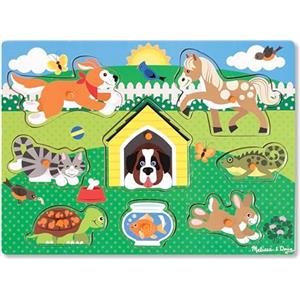 Melissa & Doug Puzzle in legno per bambini animali domestici, Regalo bambina e bambino, Giochi a incastro con animali per bimbo o bimba, Gioco puzzle pezzi grandi bambini 2, 3, 4, 5 anni