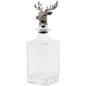 EDZARD Caraffa in vetro a forma di cervo, quadrata, altezza 26 cm, con testa di cervo in argento