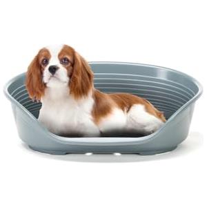 Ferplast Cuccia per Cani e Gatti Cuccia per Cani taglia media 100% plastica riciclata Lettino per Cani lavabile traspirante e antiscivolo Siesta Deluxe, 70,5 x 52 x 23,5 cm., Grigio chiaro