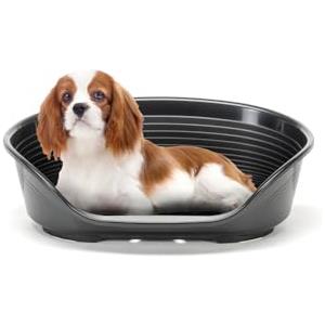 Ferplast Cuccia per Cani e Gatti Cuccia per Cani taglia media 100% plastica riciclata Lettino per Cani lavabile traspirante e antiscivolo Siesta Deluxe, 70,5 x 52 x 23,5 cm., Nero