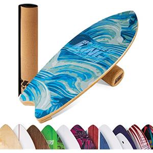 BoarderKING Balance Board Wave - Tavola di Equilibrio per Surf e Skate Indoor, Tavola Propriocettiva per NeuroMuscular Response Training, incl. Tappetino Protettivo, Onde