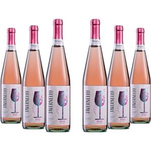 Tavernello Vino Rosato Frizzante, Aromi Floreali e Fruttati, 11% Vol, Confezione con 6 Bottiglie da 750 ml