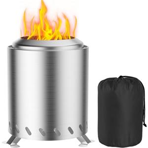 Fillis Braciere per esterni, 16x16x20,5cm Senza fumo in acciaio inox mini caminetto da tavolo con custodia balcone terrazza e giardino, decorazione ideale per barbecue in legno