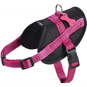 Bobby Easy Safe - Pettorina per cani con medaglietta, Taglia XS, in Nylon Riflettente con Copri Manto, Chiusura a Fibbia regolabile, Fucsia, Misura Giropetto 31-43 cm