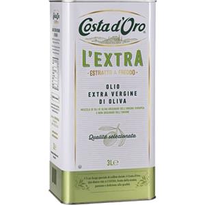 Costa d'Oro Costa d'Oro - L'Extra 3L. Olio Extravergine di oliva estratto a freddo. Sapore equilibrato, adatto a tutte le ricette e come condimento per insalate. Latta da 3 litri.
