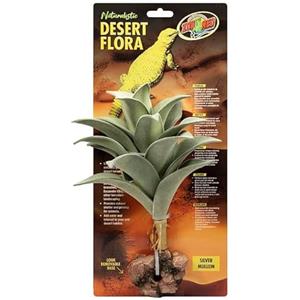 Zoo Med Naturalistic Desert Flora silver mullein - Pianta decorativa Verbasco Argenteo per terrari e paludari, realistica per ambienti del deserto, rifugio per rettili, con base in pietra removibile