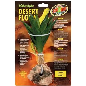 Zoo Med Naturalistic Desert Flora green aloe - Pianta decorativa Aloe Verde per terrari e paludari, realistica per ambienti del deserto, rifugio per rettili, con base in pietra removibile