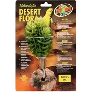 Zoo Med Naturalistic Desert Flora burro's tail - Pianta decorativa Coda d'Asino per terrari e paludari, realistica per ambienti del deserto, rifugio per rettili, con base in pietra removibile