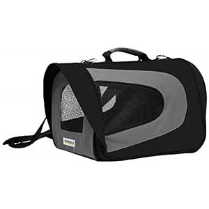 Croci Rocket - Trasportino per Cani e Gatti, Borsa Porta Cane e Gatto, Trasportino per Auto, Rigido, Tracolla Rimovibile, Richiudibile, Nero, 46x26x27 cm