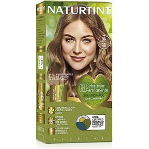 Naturtint Colorazione senza ammoniaca, Copertura dei capelli grigi al 100%, Ingredienti vegetali, Colore naturale e di lunga durata, 8N Biondo Grano, 170ml