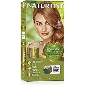 Naturtint Colorazione senza ammoniaca, Copertura dei capelli grigi al 100%, Ingredienti vegetali, Colore naturale e di lunga durata, 8C Biondo Rame, 170ml