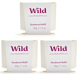 Wild - Deodorante Naturale Ricaricabile - Senza Alluminio - Coconut & Vanilla Confezione da Tre Ricariche - Vegane & Ecologiche - Protezione di Lunga Durata - Confezione da 3 Ricariche da 40g