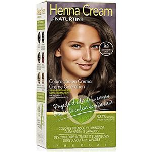 Naturtint | Henna Cream | Colorazione Semipermanente in Crema Senza Ammoniaca | +90% Ingredienti Naturali | Fino a 12 Lavaggi | 5.0 Castano Chiaro | 110ml
