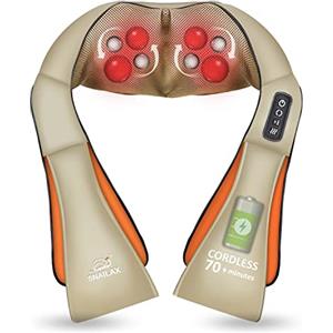 Snailax Massaggiatore Cervicale Cordless, 4D Shiatsu Massaggiatore Collo e Spalle con Calore, Massaggiatore Schiena Ricaricabili, Massaggiatore Elettrico, Regali Natale per Donne, Uomini