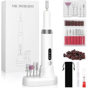 Zaxiva Elettrica Fresa per Unghie, Fresa Unghie Professionale a 3 Velocità Senza fili con Base Ricaricabile, Set Manicure Pedicure Elettrico Portatile, Smerigliatrice Nail Drill per Salone di Manicure