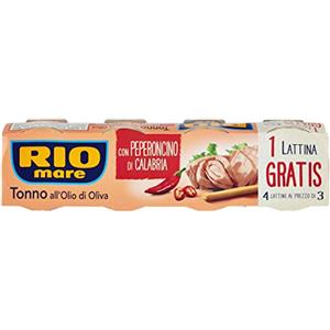 Rio Mare - Tonno, All'Olio Di Oliva Con Peperoncino, 3 confezioni da 4 Scatole Da 80 G