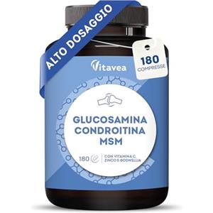 VITAVEA BIEN-ETRE Glucosamina Condroitina MSM - Integratore Articolazioni - 180 Compresse Rilascio Lento - Benessere Articolare e Mobilità - Formula Avanzata per Cartilagine e Ossa - Per Uso Quotidiano - Vitavea