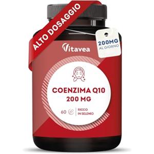 VITAVEA BIEN-ETRE Coenzima Q10 200mg - Integratore Antiossidante Naturale - Con Selenio per Pelle, Unghie e Capelli - 60 Capsule Vegane, Antiage, Supporto Energetico, Protezione Contro lo Stress Ossidativo - Vitavea