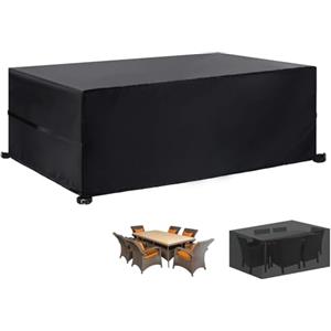 AONAT Copertura per Mobili da Giardino Impermeabile,Antivento, Anti-UV Copertura Tavolo Esterno,Panno 420D Oxford Impermeabile Copertura Tavolo Da Giardino,170x94x71cm- Nero