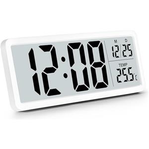 Sukeen Orologio da Parete Digitale a Batteria Con Cifre Grandi, Temperatura, 12/24 Ore, per Soggiorno, Camera da Letto, Ufficio