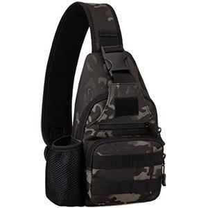 Explokit Zaino Monospalla Uomo Tattico Borsa Petto Impermeabile Borsa a Tracolla Militare per Campeggio Escursionismo Ciclismo Viaggio Trekking (#01-CP Nero)