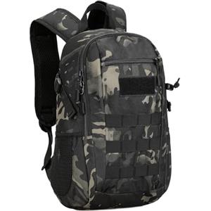 Explokit Zaino Tattico Piccolo da 12L 20L 30L Zaino Militare con Sistema Molle Zainetto Scolastico per Studenti Ideale per Trekking Viaggi Escursionismo e Campeggio (#10L-CP Nero)