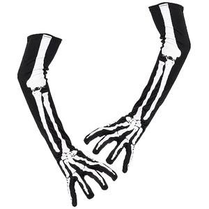 SamHeng Guanti di scheletro di Halloween, guanti ossei fantasma artigliati di cranio per oggetti di scena di festa di Halloween, guanti per dita pieni teschio elastico per gli accessori costume di Halloween