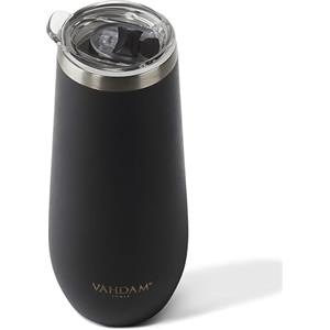 VAHDAM, Bicchiere da caffè in acciaio inox (270 ml, nero), isolamento sottovuoto, a doppia parete, a prova di sudore, con coperchio, per bevande calde e fredde