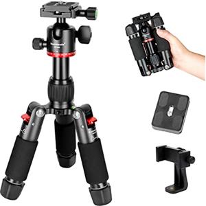Koolehaoda Mini Treppiede,Treppiede da tavolo portatile da 46 cm con Due Piastre a Sgancio Rapido da 1/4