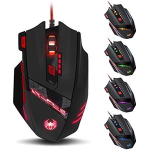 zelotes Mouse Gaming,8 Pulsanti Programmabili, 9200DPI Prestazioni Elevate,8 Blocchi di Peso,Mouse con Filo Ergonomico RGB,Mouse da Gioco Cablato per PC, Laptop