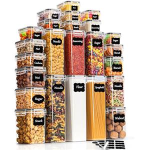 GoMaihe Contenitori Alimentari per Cereali Set 24 Pezzi, Ermetici, Plastica con Coperchio per Alimenti, Utilizzato per la Conservazione di Cereali, Muesli, Farina