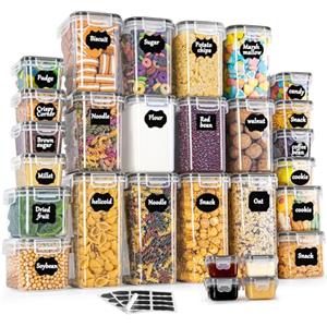 GoMaihe Contenitori Alimentari per Cereali Set 28 Pezzi, Ermetici, Plastica con Coperchio per Alimenti, Utilizzato per la Conservazione di Cereali, Muesli, Farina