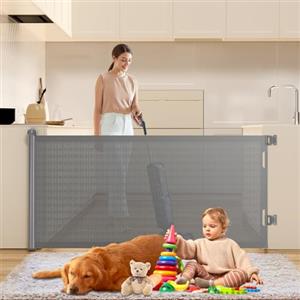 Nalezuns Griglia di protezione per porta estraibile per bambini, 0 - 180 cm, griglia di protezione per scale, per cani, utilizzabile con una sola mano (grigio)