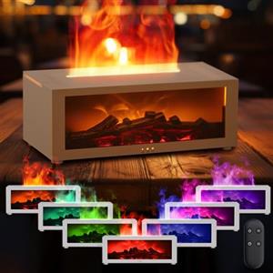Piashow Diffusore di Oli Essenziali Fiamma, Diffusore Profumo Ambiente, Diffusore Camino 3D con telecomando, 7 Tipi di Luci LED, Timer, Umidificatore Ambiente da 150 ml per Casa Ufficio camera da letto