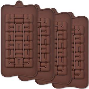 ionEgg Stampi per barrette di cioccolato in silicone, stampi per cioccolato spezzettati, stampi per barrette energetiche e proteine fatte in casa, 4 confezioni