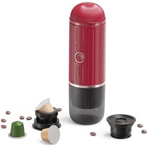 BENFUCHEN Macchina per caffè espresso elettrica portatile, auto-riscaldante compatibile con cialde NS e caffè macinato Mini Cafe Maker, per viaggi, campeggio, ufficio (Rosso)