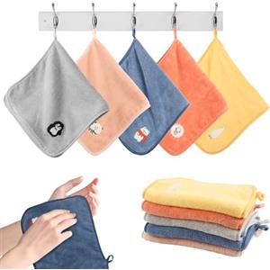 JWTRSVTY Set di 5 asciugamani per bambini con cartoni animati, set di asciugamani per bambini, per ragazzi e ragazze, ad asciugatura rapida, per il bagno, la cucina