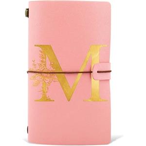 HSDSH Diario in Pelle PU iniziale, Taccuino Diario di Viaggio, Rosa Quaderno Scrittura Appunti Agenda, Compleanno Natale Regalo per Donna Ragazze Amica Studenti Sorella Maestre Rosa Gold(M)