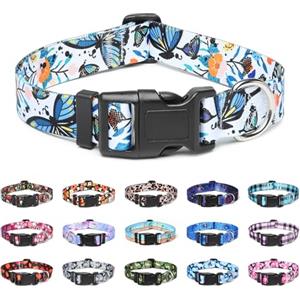 Suredoo Collare per Cani, Nylon Morbido Regolabile Collari per Cani, Gatti, Cuccioli di Taglia Piccola Media Grande (S, Farfalla)