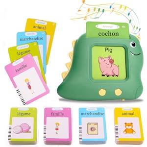 JoyJoyful Francese Schede Flash Cards Parlanti, Giochi Bambini Educativi 1 2 3 4 5 6 Anni, Elettronica Carta Flash Regalo, Giocattoli Dinosauro Montessori Apprendimento(12 Temi 224 Parole)