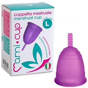 MAMICUP - Coppetta Mestruale Morbida in Silicone Medicale 100% Made in Italy, Totalmente Anallergica Priva di Lattice e Additivi, Coppette Mestruali per Ciclo (L, LILLA)