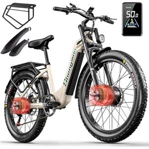 ALNSOOR Sheng-milo E Bike,S700 Bici Elettrica Uomo 26 Inch E-Mountain Bike full suspension E-Bike,48V 17.5Ah E-bike Off-roade Cambio 7 Velocità e Sospensione Completa