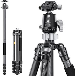 K&F Concept Treppiede per Fotocamera Carbonio 173cm, Treppiede da Viaggio Leggero, Treppiedi Professionale Portatile Compatto con 360° Testa a Sfera e Piastra di Sgancio per Reflex DSLR, Carica 16kg
