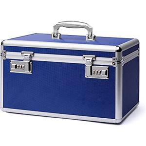 HEWEI WORKS Scatola Medicine a Prova di Bambino con Serratura a Combinazione, Cassetta Kit Pronto Soccorso Vuota, Scatola Multiuso, Incluso in un Piccolo Portapillole Portatile (largo/blu)