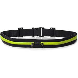 CYchen Cintura da Corsa Marsupio Sportivo Elastico Fascia Running Impermeabile con 2 Tasche Porta Cellulare Telefono per Smartphone Sport Jogging Viaggio Bicicletta Dual Pocket Grande Borsa a Uomo Donna