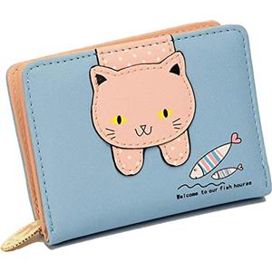 Queerelele Mini Sveglio Della Portafogli,Portafoglio Simpatico Gatto con Cerniera,Portafoglio Piccolo donna Scomparti Multipli Portamonete in Pelle PU Portatile e Pratico,Un Ottimo Regalo per Donne e Ragazze
