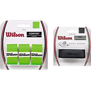 Wilson PRO Wrz470810 Overgrip, 3 Pezzi, Verde & Grip Wrz4202Bk Impugnatura Sublime Grip, Grip Base, Unisex, Nero, 1 Unitã